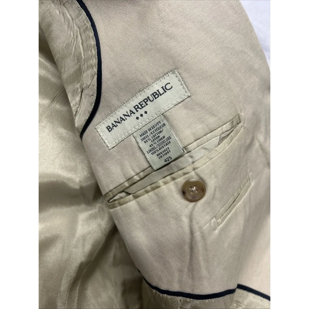 Banana Republic Beige Cotton Linen Blazer Two Button Two Vent‎ 32S